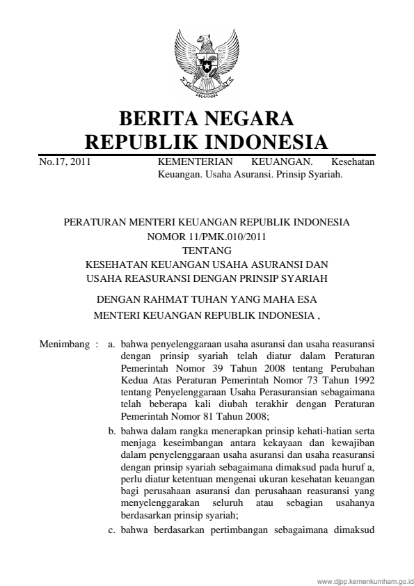 Peraturan Menteri Keuangan Nomor 11/PMK.010/2011