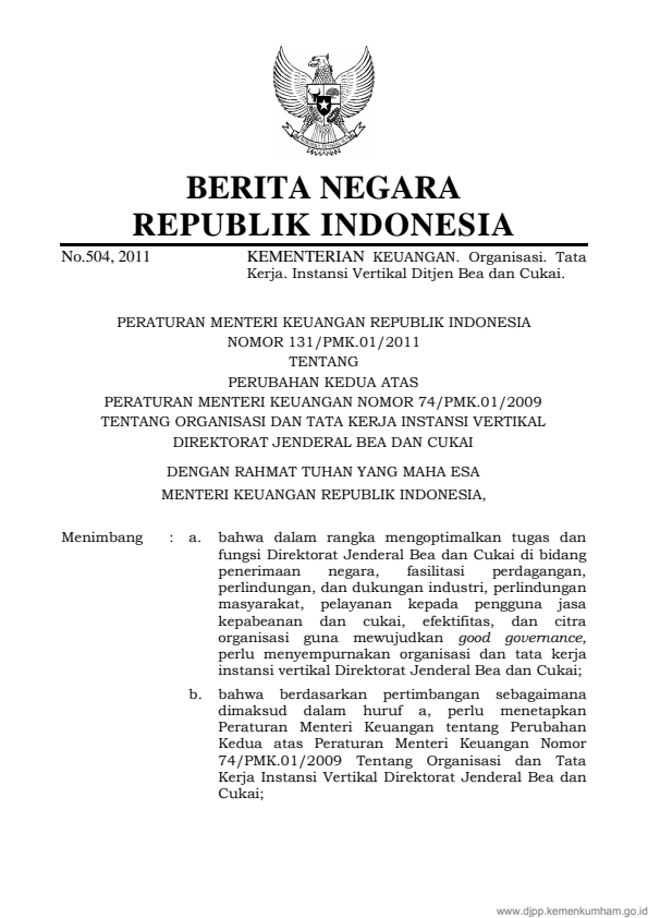 Peraturan Menteri Keuangan Nomor 130/PMK.011/2011