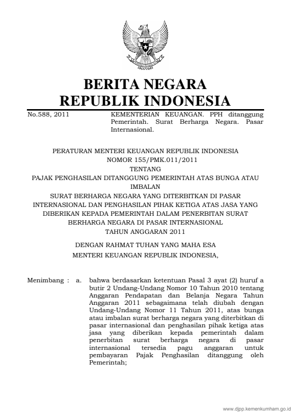 Peraturan Menteri Keuangan Nomor 155/PMK.011/2011