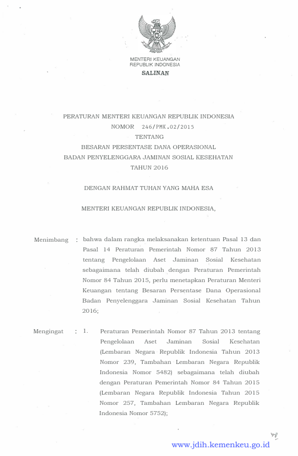Peraturan Menteri Keuangan Nomor 246/PMK.01/2011