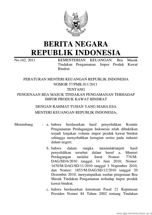 Peraturan Menteri Keuangan Nomor 57/PMK.011/2011