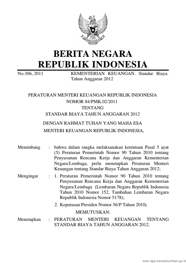 Peraturan Menteri Keuangan Nomor 84/PMK.02/2011