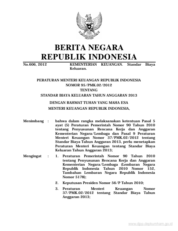 Peraturan Menteri Keuangan Nomor 95/PMK.02/2012