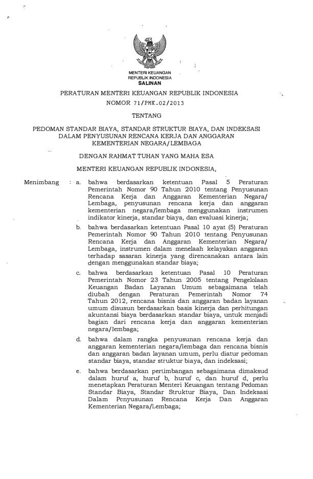 Peraturan Menteri Keuangan Nomor 71/PMK.02/2013