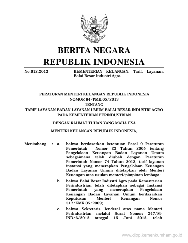 Peraturan Menteri Keuangan Nomor 84/PMK.05/2013