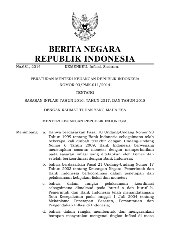 Peraturan Menteri Keuangan Nomor 93/PMK.011/2014