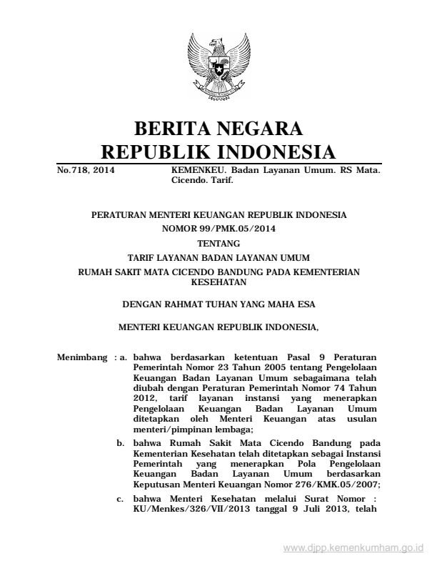 Peraturan Menteri Keuangan Nomor 99/PMK.05/2014