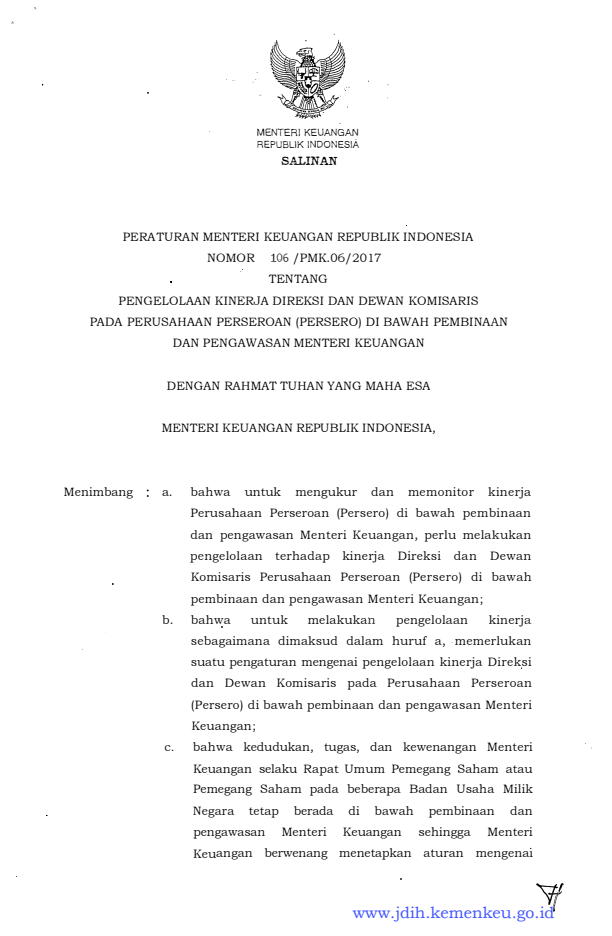 Peraturan Menteri Keuangan Nomor 106/PMK.06/2017