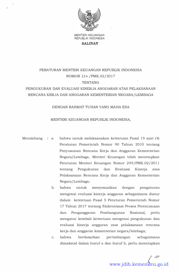 Peraturan Menteri Keuangan Nomor 214/PMK.02/2017