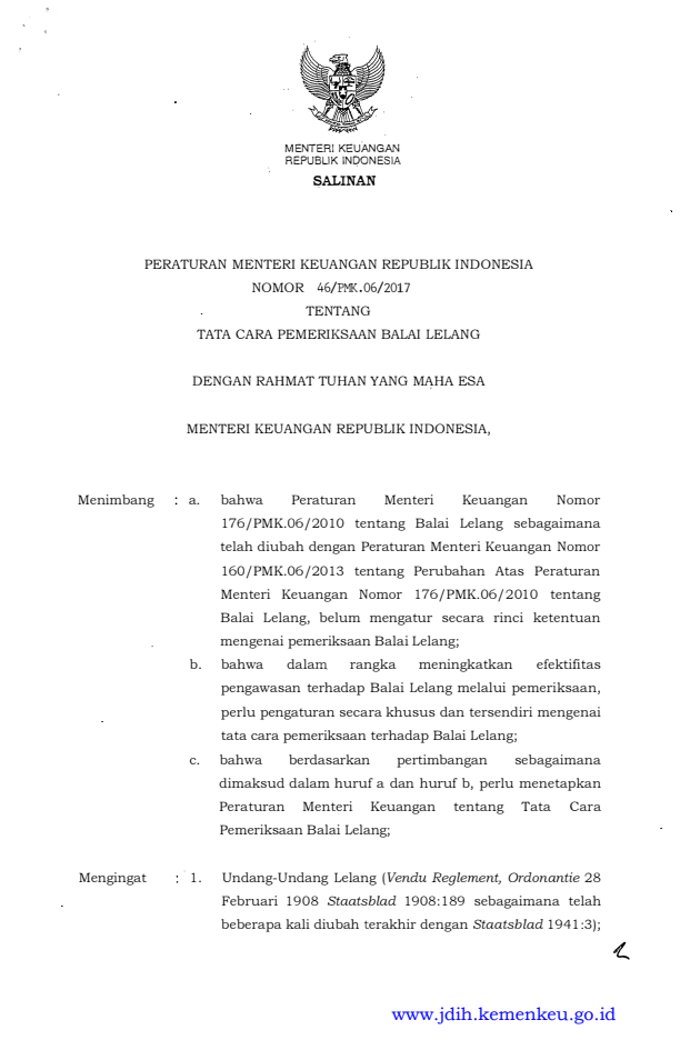 Peraturan Menteri Keuangan Nomor 46/PMK.06/2017