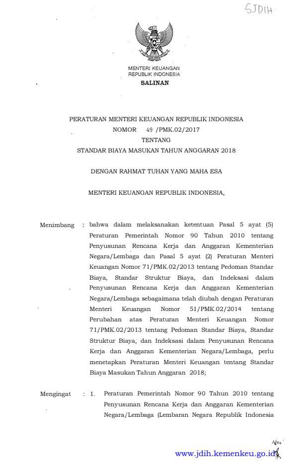 Peraturan Menteri Keuangan Nomor 49/PMK.02/2017