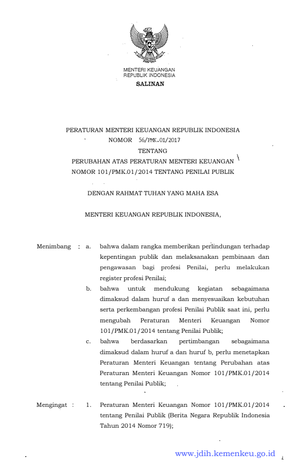 Peraturan Menteri Keuangan Nomor 56/PMK.01/2017