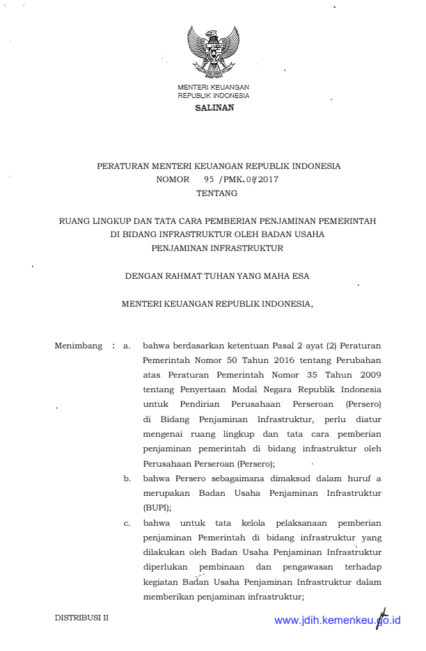 Peraturan Menteri Keuangan Nomor 95/PMK.08/2017