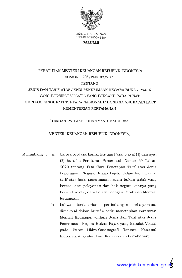 Peraturan Menteri Keuangan Nomor 202/PMK.02/2021