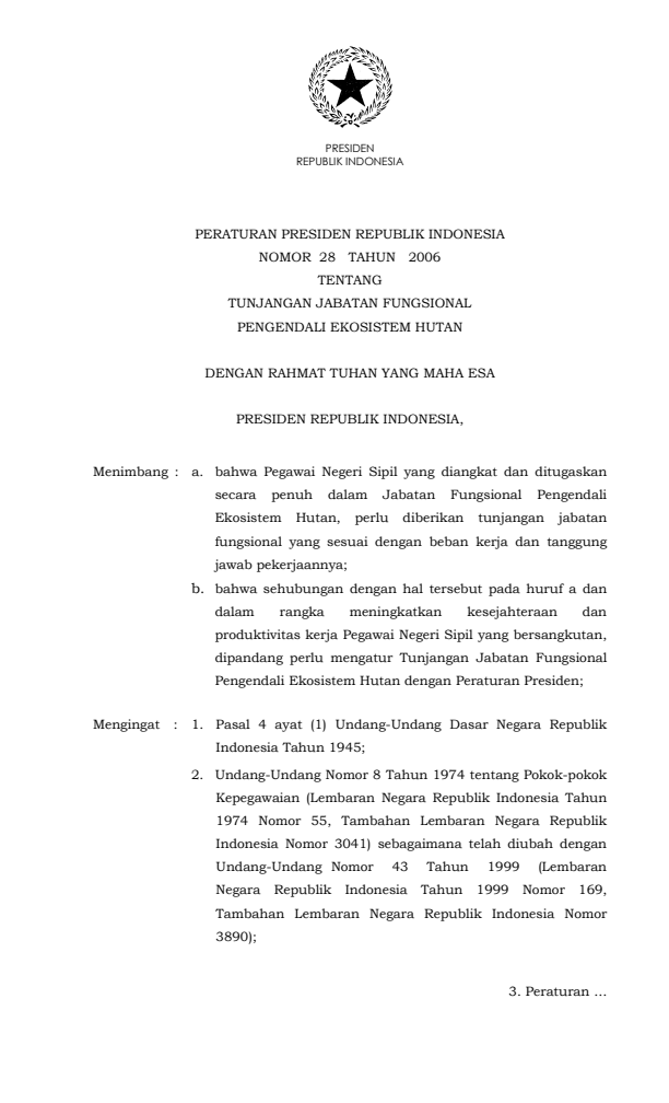 Peraturan Presiden Nomor 28 Tahun 2006