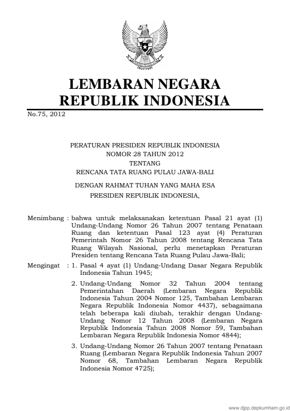 Peraturan Presiden Nomor 28 Tahun 2012