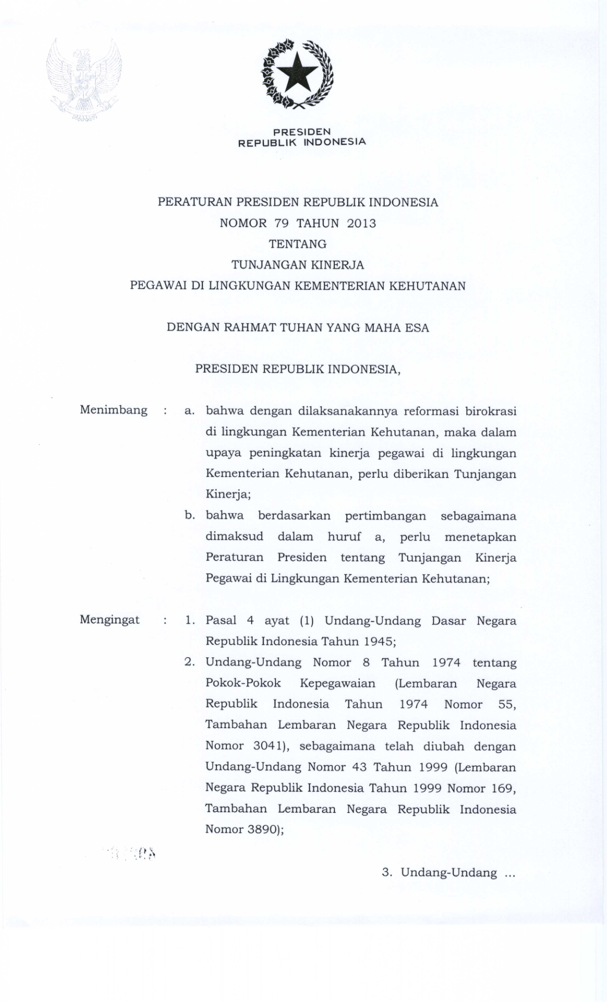Peraturan Presiden Nomor 79 Tahun 2013