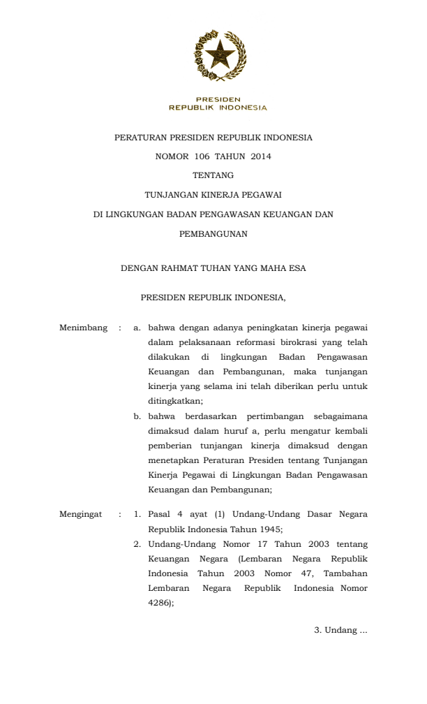 Peraturan Presiden Nomor 106 Tahun 2014
