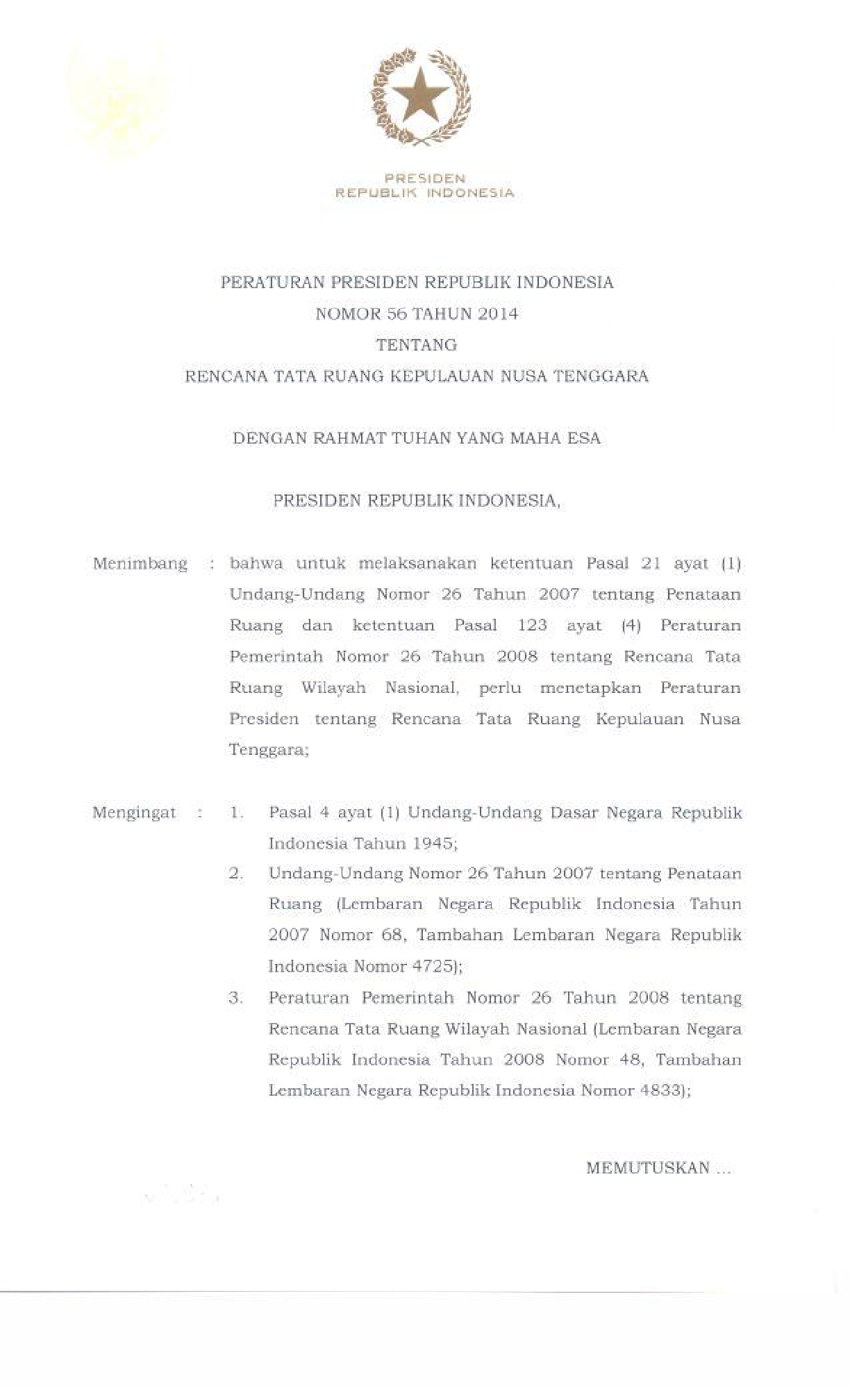 Peraturan Presiden Nomor 56 Tahun 2014