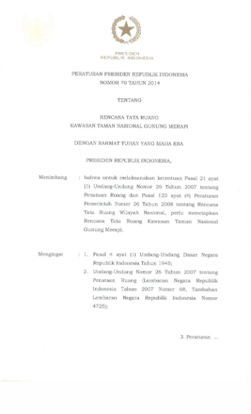 Peraturan Presiden Nomor 70 Tahun 2014