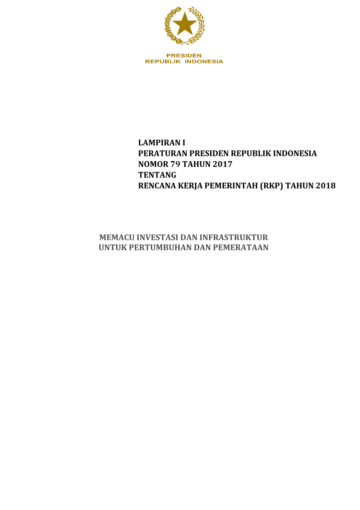 Peraturan Presiden Nomor 79 Tahun 2017