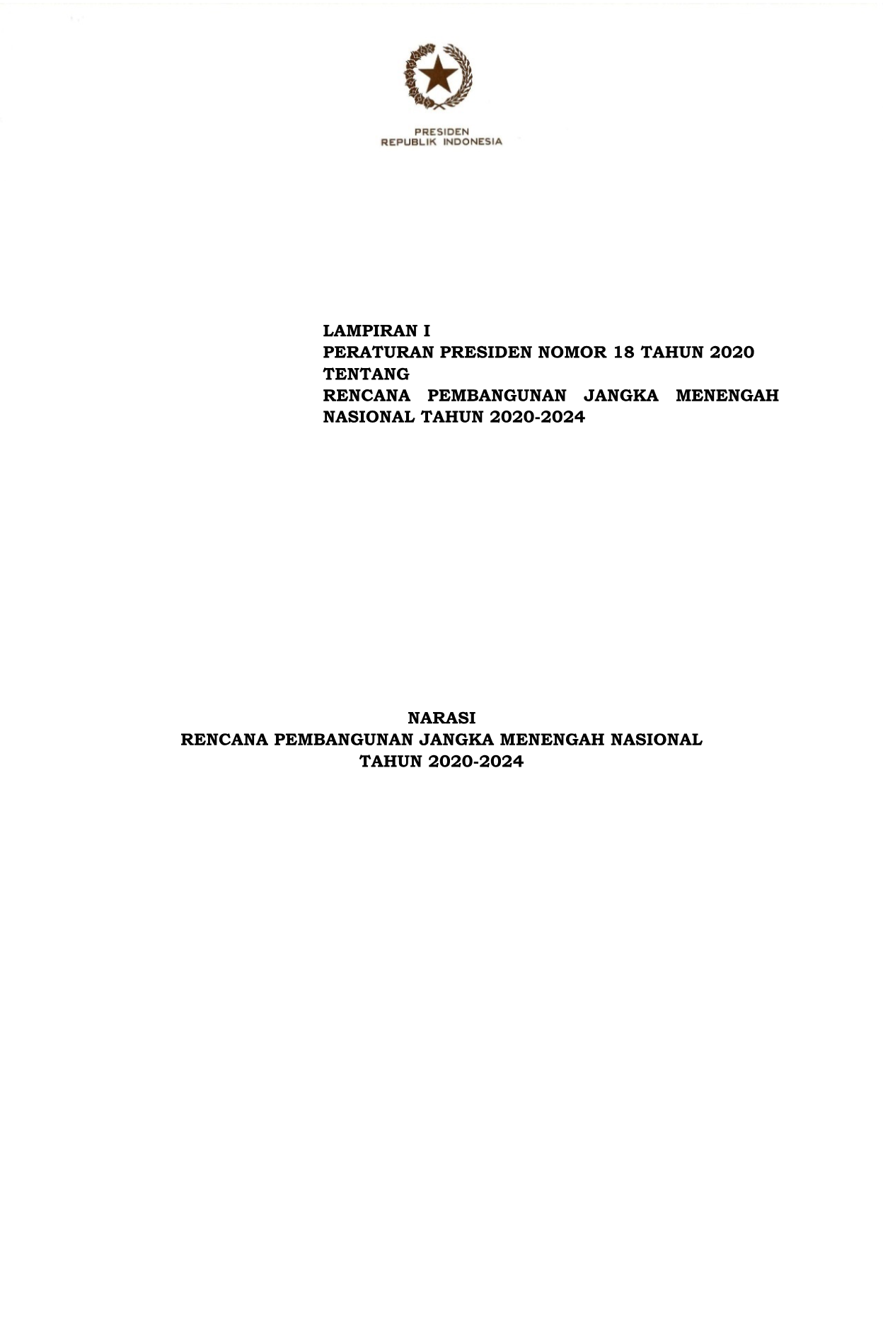 Peraturan Presiden Nomor 18 Tahun 2020