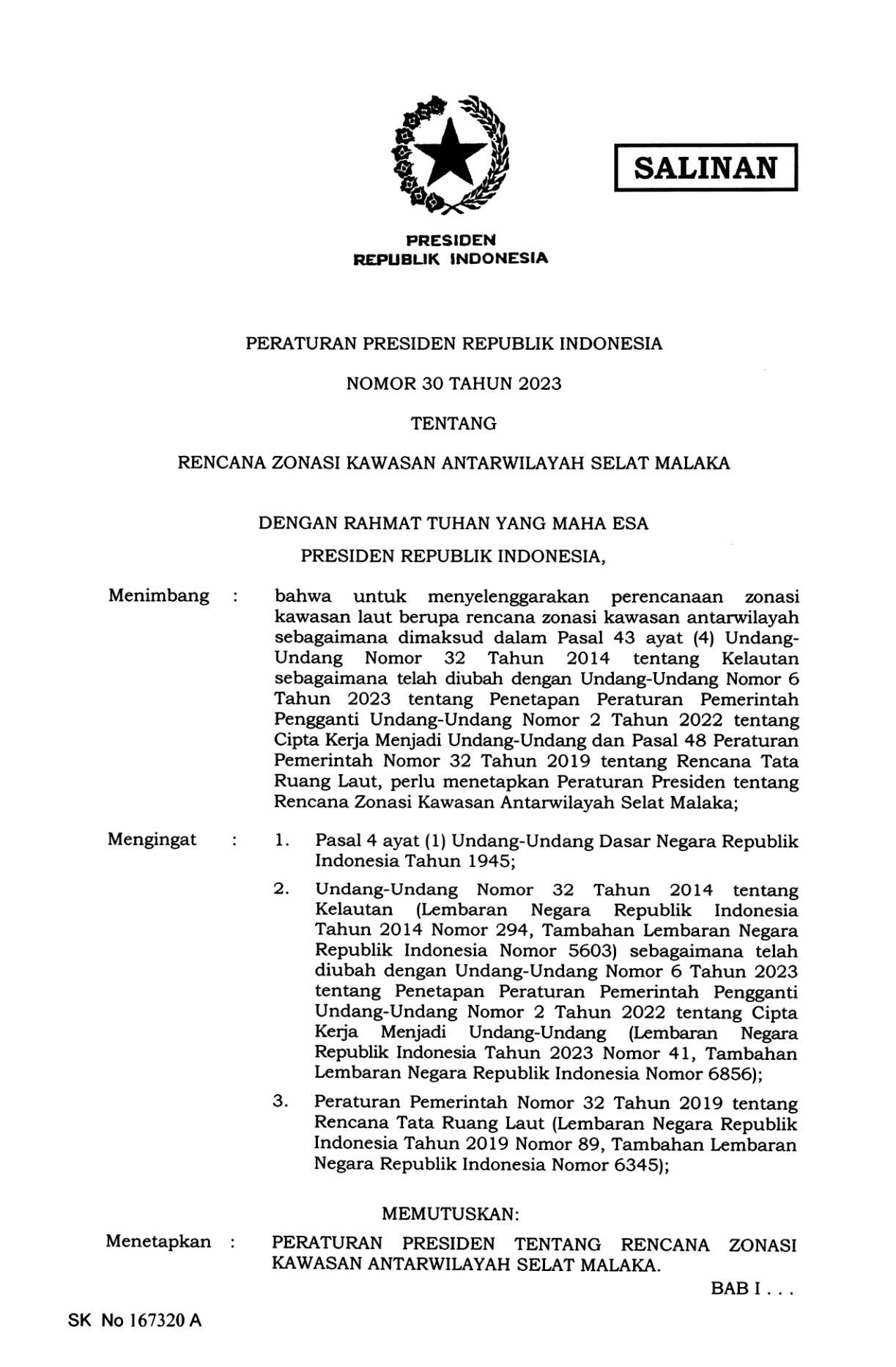 Peraturan Presiden Nomor 30 Tahun 2023