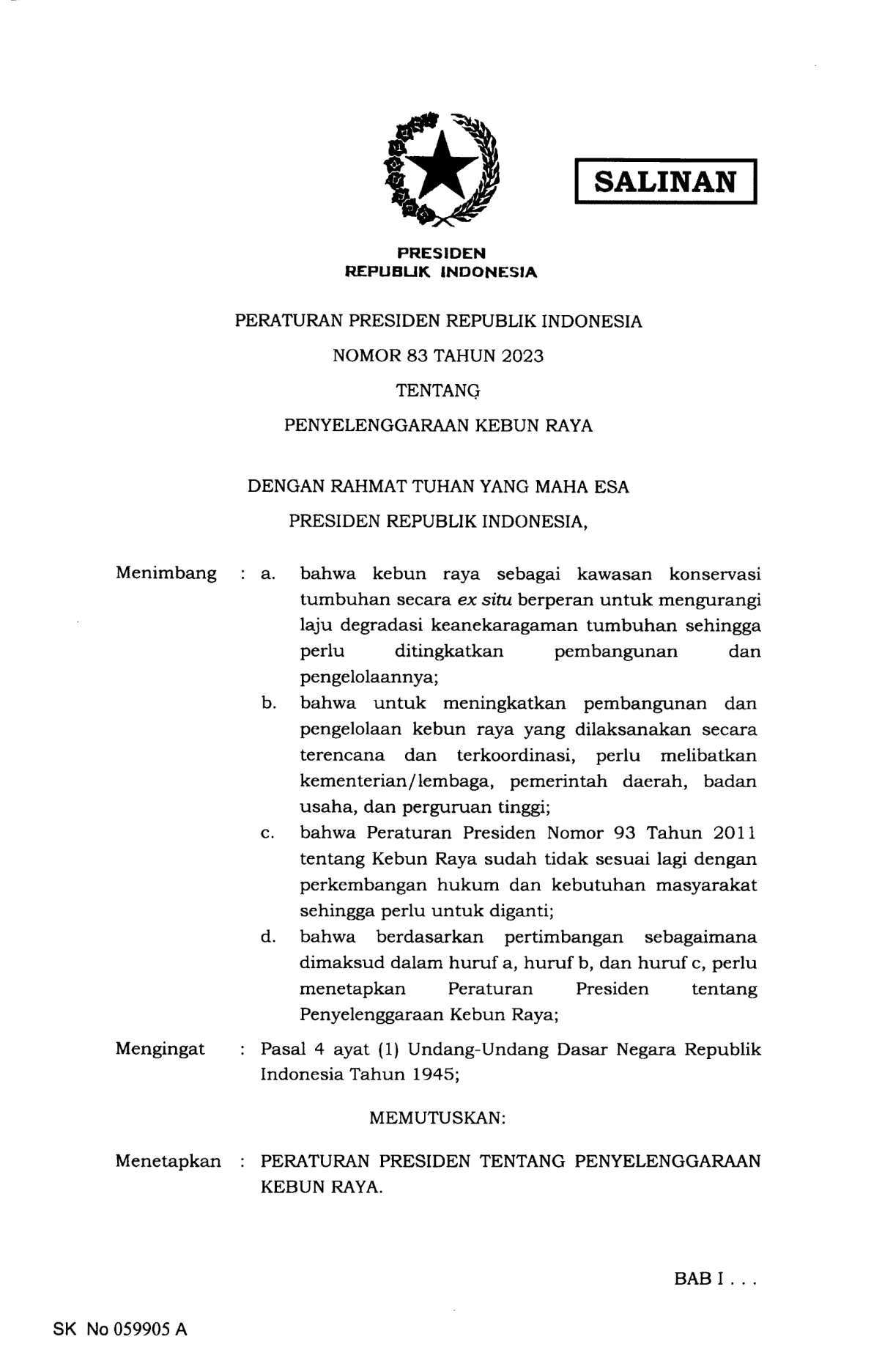 Peraturan Presiden Nomor 83 Tahun 2023