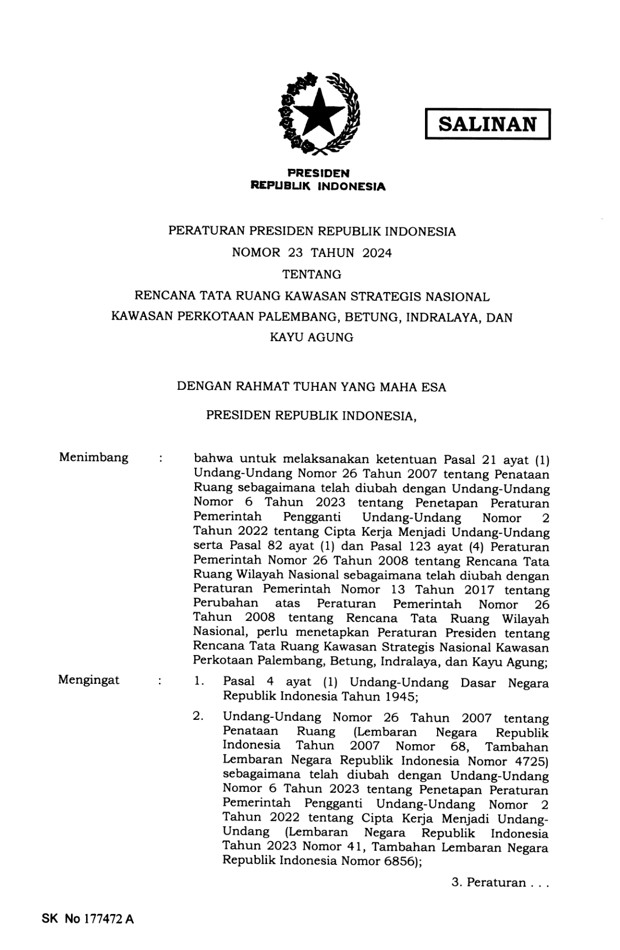 Peraturan Presiden Nomor 23 Tahun 2024