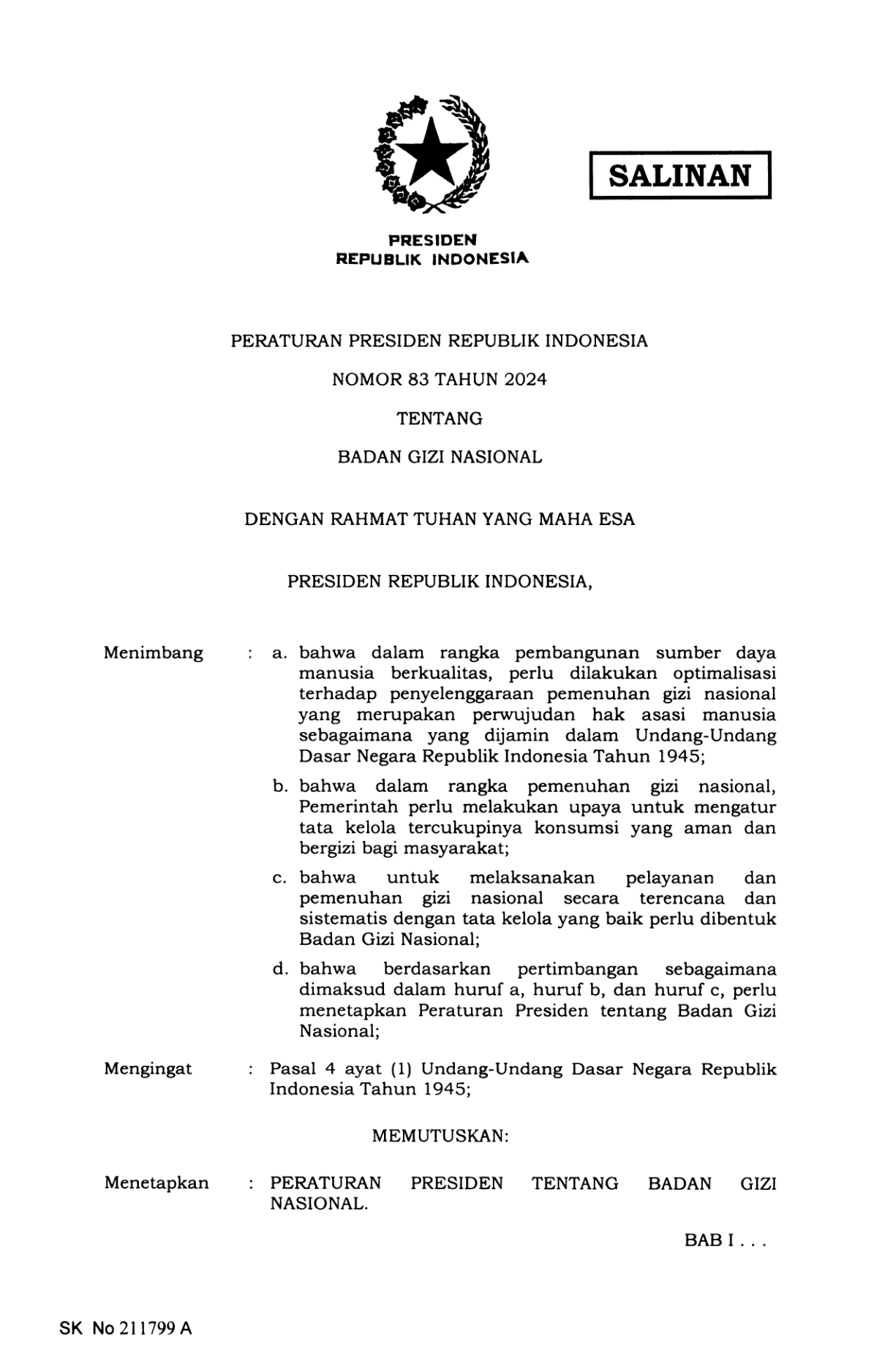 Peraturan Presiden Nomor 83 Tahun 2024