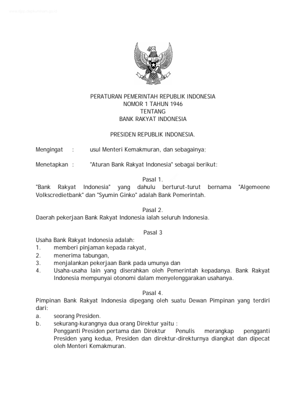 Peraturan Pemerintah Nomor 1 Tahun 1946