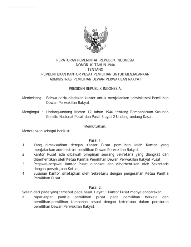 Peraturan Pemerintah Nomor 10 Tahun 1946