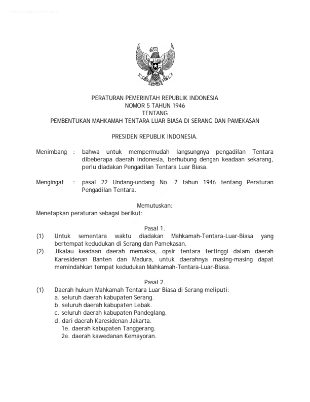 Peraturan Pemerintah Nomor 5 Tahun 1946