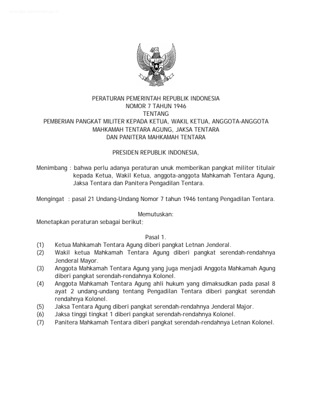 Peraturan Pemerintah Nomor 7 Tahun 1946