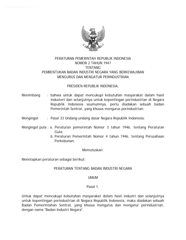 Peraturan Pemerintah Nomor 2 Tahun 1947