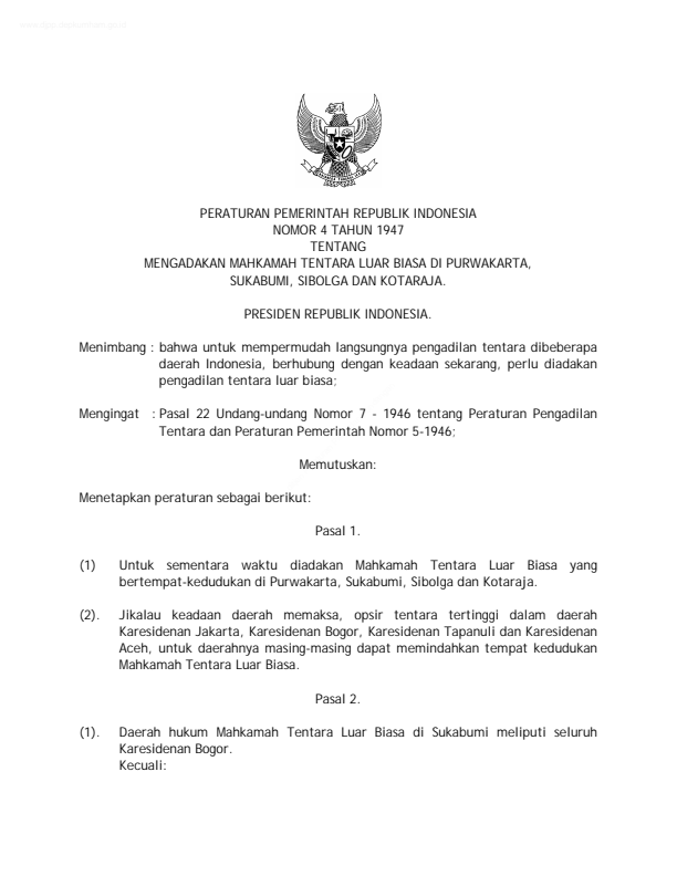 Peraturan Pemerintah Nomor 4 Tahun 1947