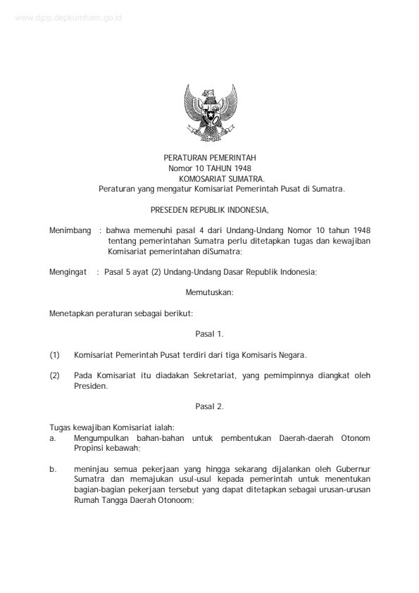 Peraturan Pemerintah Nomor 10 Tahun 1948