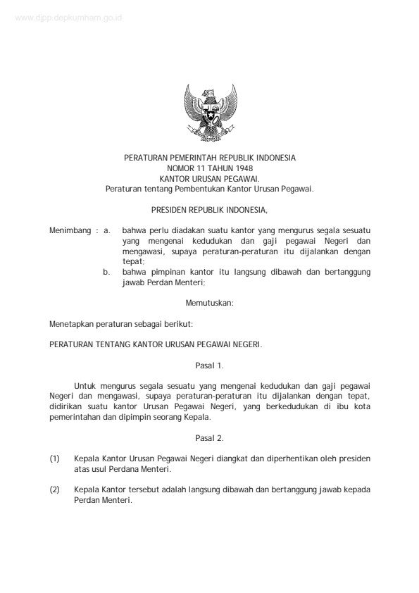 Peraturan Pemerintah Nomor 11 Tahun 1948