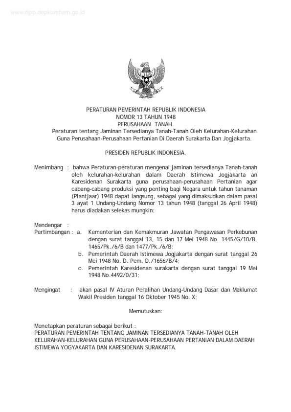 Peraturan Pemerintah Nomor 13 Tahun 1948