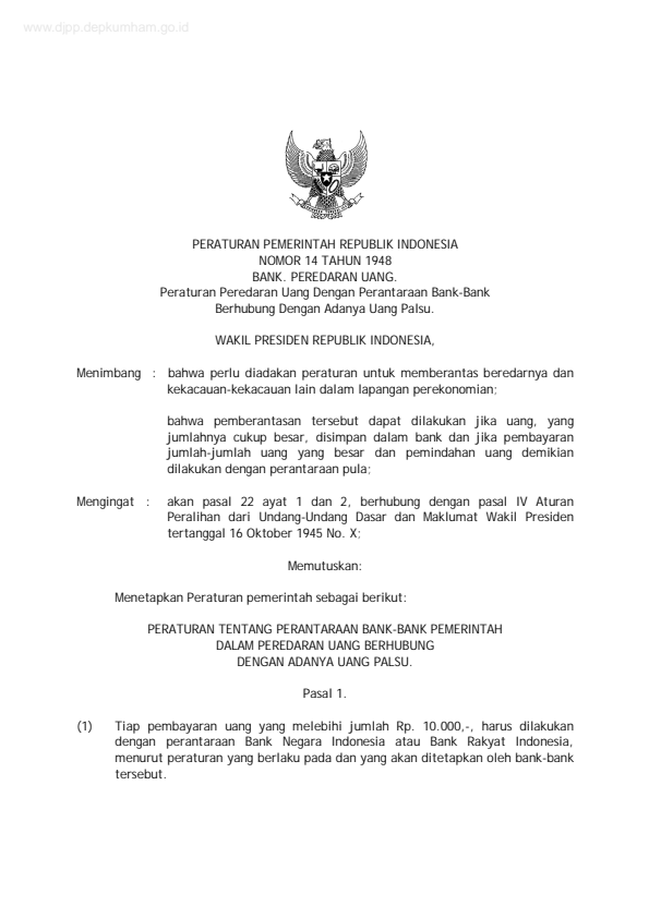 Peraturan Pemerintah Nomor 14 Tahun 1948