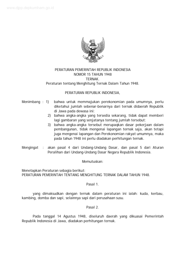 Peraturan Pemerintah Nomor 15 Tahun 1948