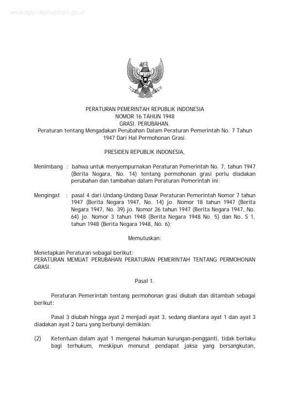 Peraturan Pemerintah Nomor 16 Tahun 1948