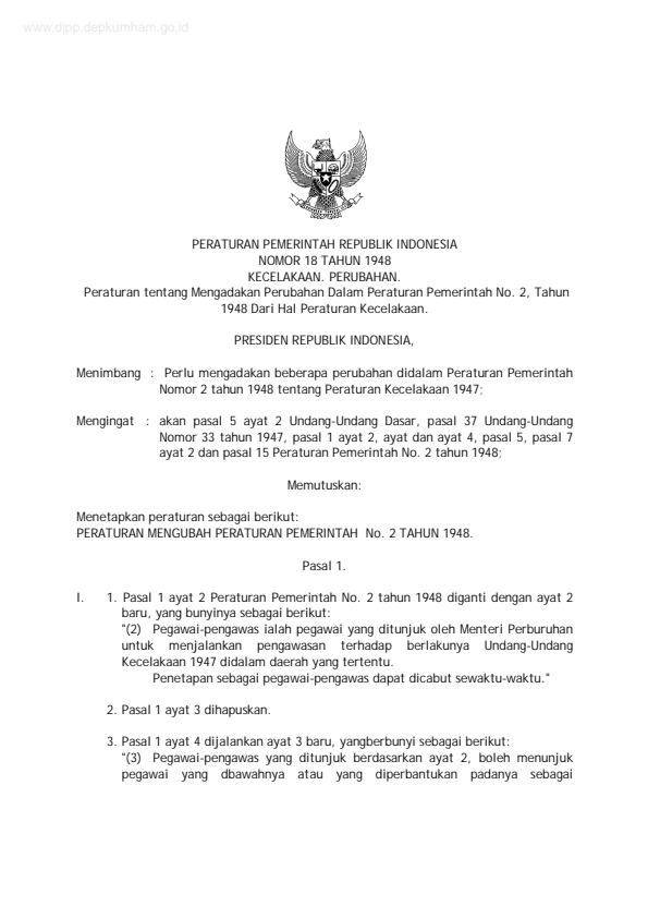 Peraturan Pemerintah Nomor 18 Tahun 1948