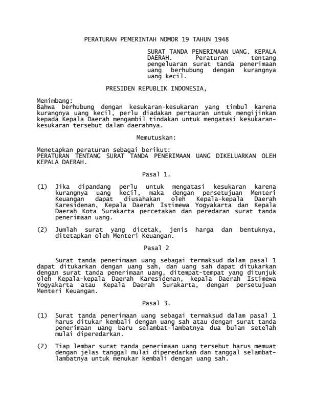 Peraturan Pemerintah Nomor 19 Tahun 1948