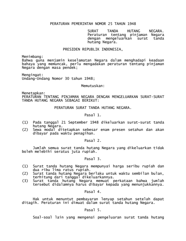 Peraturan Pemerintah Nomor 25 Tahun 1948