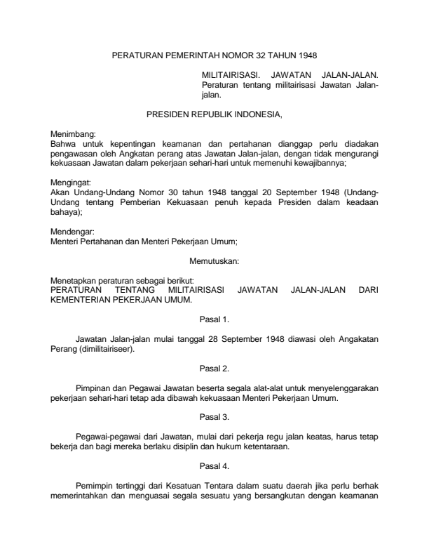 Peraturan Pemerintah Nomor 32 Tahun 1948