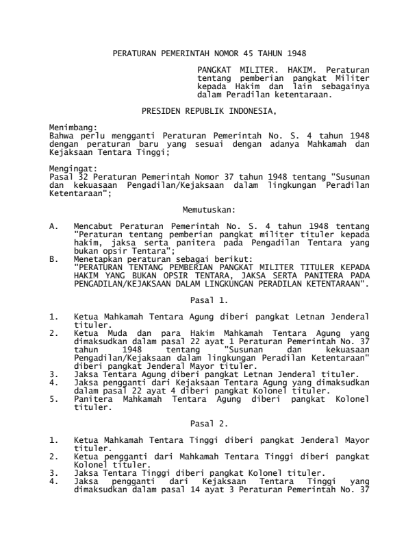 Peraturan Pemerintah Nomor 45 Tahun 1948