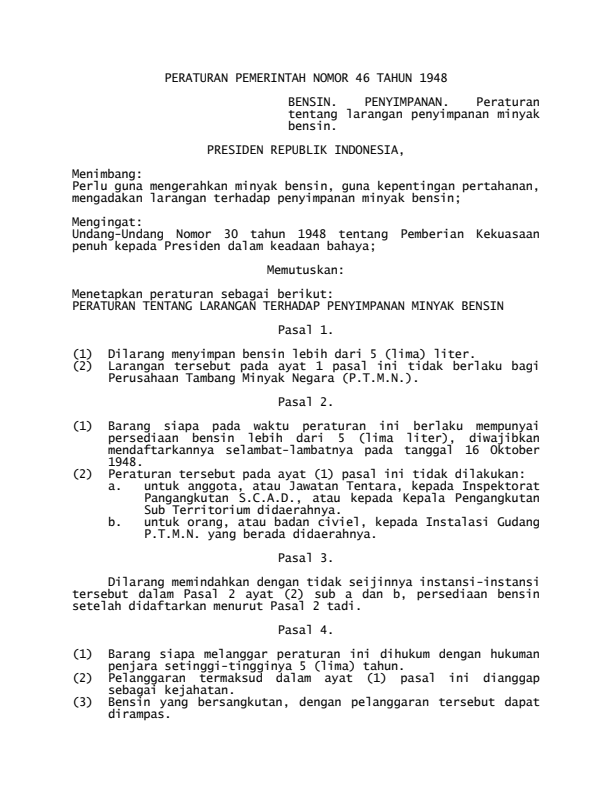 Peraturan Pemerintah Nomor 46 Tahun 1948