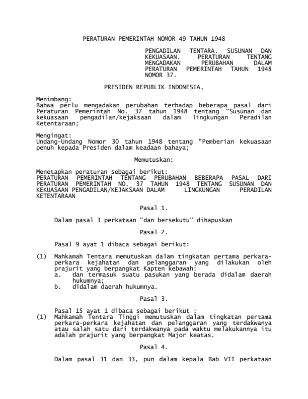 Peraturan Pemerintah Nomor 49 Tahun 1948