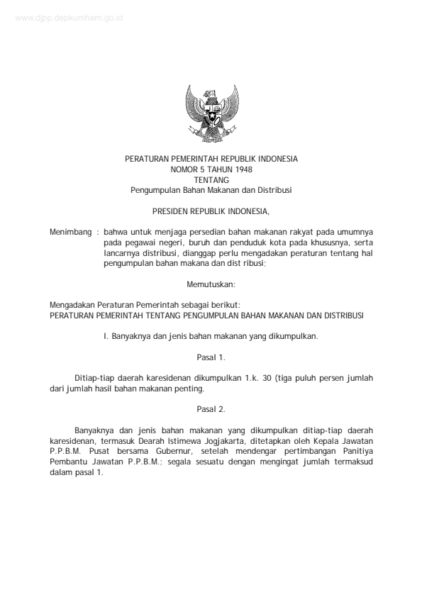 Peraturan Pemerintah Nomor 5 Tahun 1948